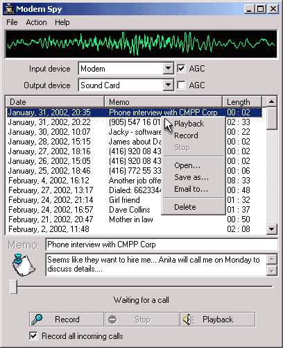 Modem Spy Screenshot